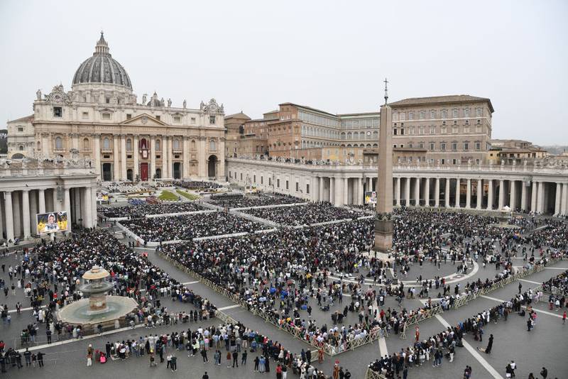VATICAN CITY, VATICAN - MARCH 31: A view of the area as Pope Francis celebrates the Easter Sunday Mass at St. Peter's Square, in Vatican City, Vatican, on March 31, 2024. Easter is a Christian festivity which celebrates the resurrection of Jesus on the third day of his death by crucifixion. (Photo by Isabella Bonotto/Anadolu via Getty Images)