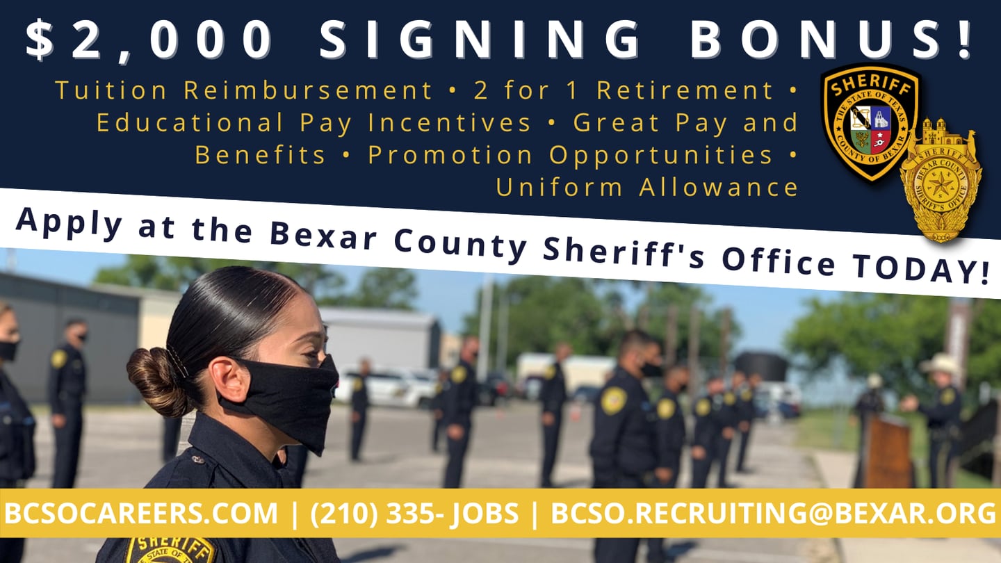 Bexar County Sheriffs Office Approves 2 000 Signing Bonus For New