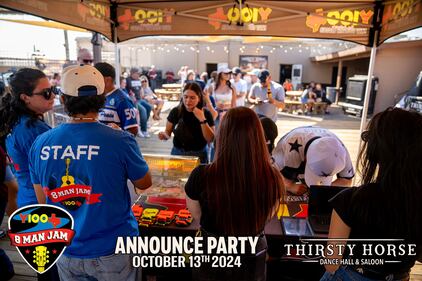 Photos from the Y100 Gamez Law 8 Man Jam presented by Bud Light Announce Party at Thirsty Horse Saloon, on October 13, 2024! We announced all 8 artists coming to this year's 8 Man Jam, and gave away FLOOR SEATS to 8 lucky people!