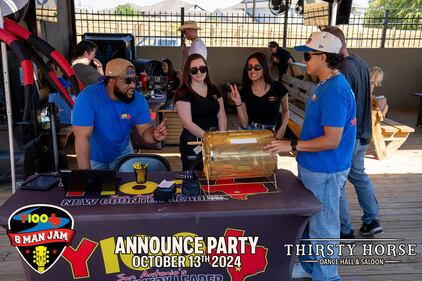 Photos from the Y100 Gamez Law 8 Man Jam presented by Bud Light Announce Party at Thirsty Horse Saloon, on October 13, 2024! We announced all 8 artists coming to this year's 8 Man Jam, and gave away FLOOR SEATS to 8 lucky people!