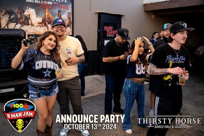 Photos from the Y100 Gamez Law 8 Man Jam presented by Bud Light Announce Party at Thirsty Horse Saloon, on October 13, 2024! We announced all 8 artists coming to this year's 8 Man Jam, and gave away FLOOR SEATS to 8 lucky people!