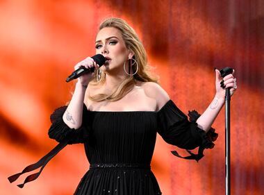 LONDON, ENGLAND - JULY 02: Adele performs on stage as American Express present BST Hyde Park in Hyde Park on July 02, 2022 in London, England.  (Photo by Gareth Cattermole/Getty Images for Adele)