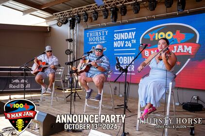 Photos from the Y100 Gamez Law 8 Man Jam presented by Bud Light Announce Party at Thirsty Horse Saloon, on October 13, 2024! We announced all 8 artists coming to this year's 8 Man Jam, and gave away FLOOR SEATS to 8 lucky people!